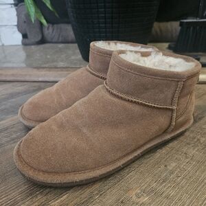 Cloud Nine Suede Boots Tan Mini Low Cut Warm Sheepskin Wool Lining